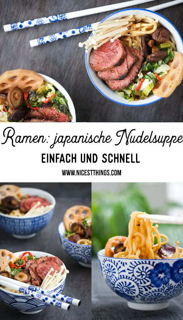 Ramen Rezept einfach japanische Nudelsuppe mit Rind und Pilzen Ramensuppe #ramen #ramensuppe #nudelsuppe #asiatisch #ramenbowl #foodblogger #asiatischerezepte #schnellerezepte