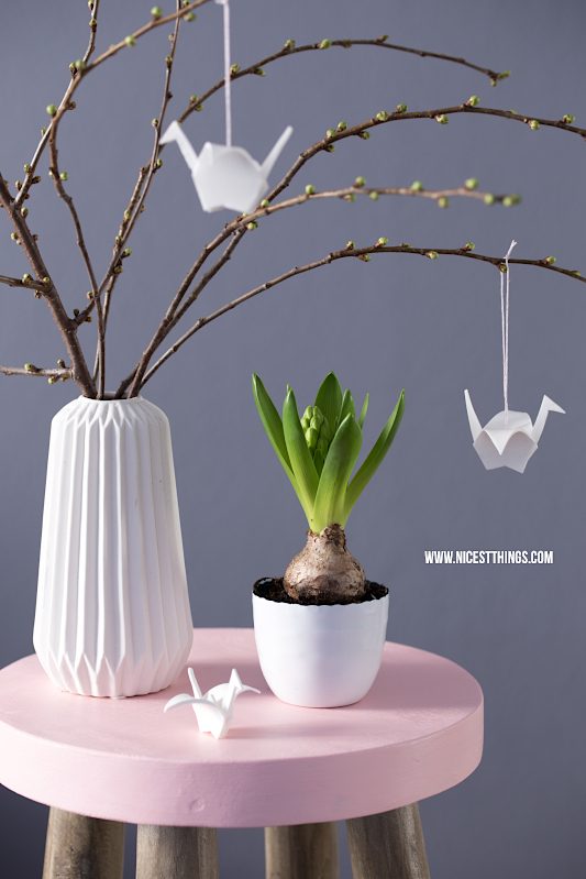 Origami Kranich Modelliermasse Origamikraniche Fimo DIY Frühlingsdeko #origami #papier #diy #modelliermasse #fimo #kranich #kraniche #diyblogger #frühlingsdeko
