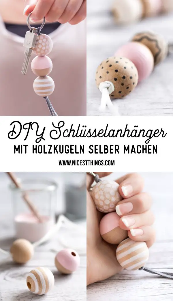 DIY Schlüsselanhänger selber machen mit Holzperlen Holzkugeln #diy #schlüsselanhänger #holzperlen #holzkugeln #geschenkidee #keychain #diykeychain #gastgeschenk