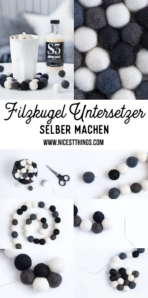 DIY Filzkugel Untersetzer #diy #filzkugeln #untersetzer #filz #herbst #bastelideen