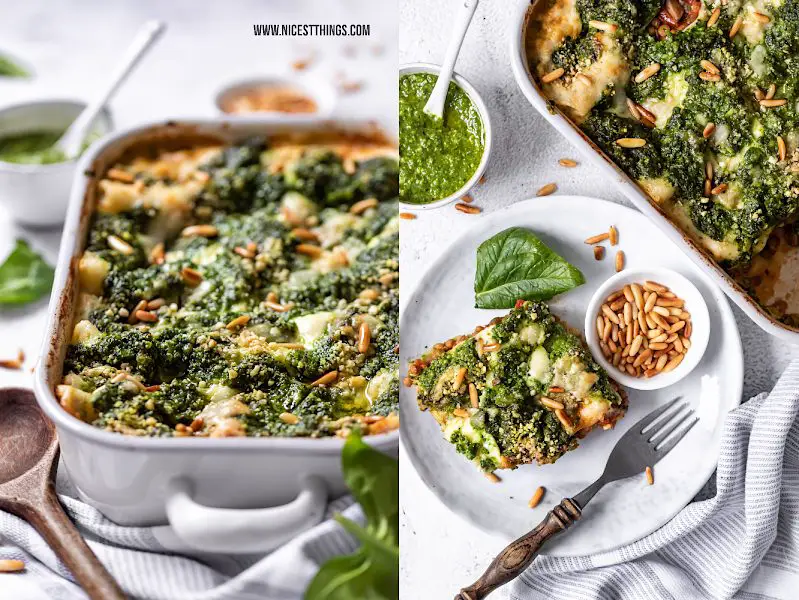 Lasagne vegan Rezept Spinat Pesto Linsen Bolognese