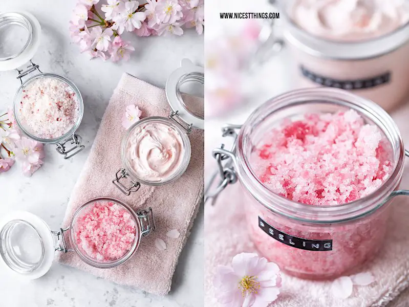 DIY Peeling selber machen Kirschpeeling Badesalz Bodylotion